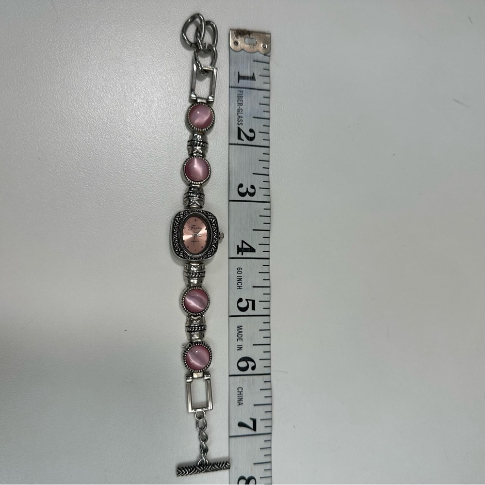 QUARTZ FONDINI Stainless Steel back Swiss Parts Pink Silver Watch - Picture 10 of 11